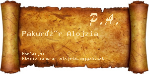 Pakurár Alojzia névjegykártya